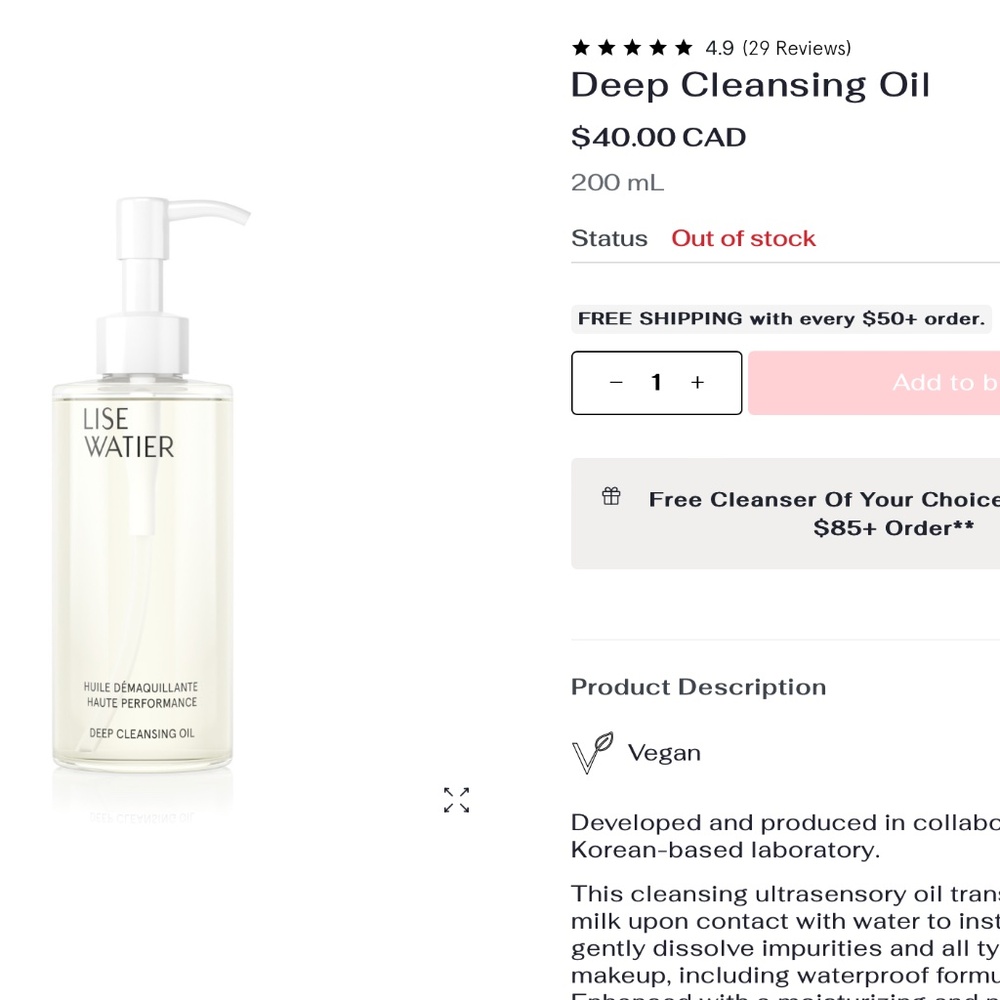 LISE WATIER Deep Cleansing Oil 200 ml